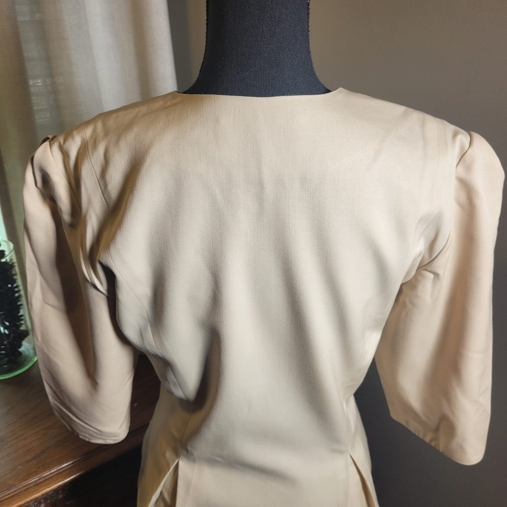 Vintage Albert Nipon Wool Peplum Puff Sleeve Blaz… - image 5